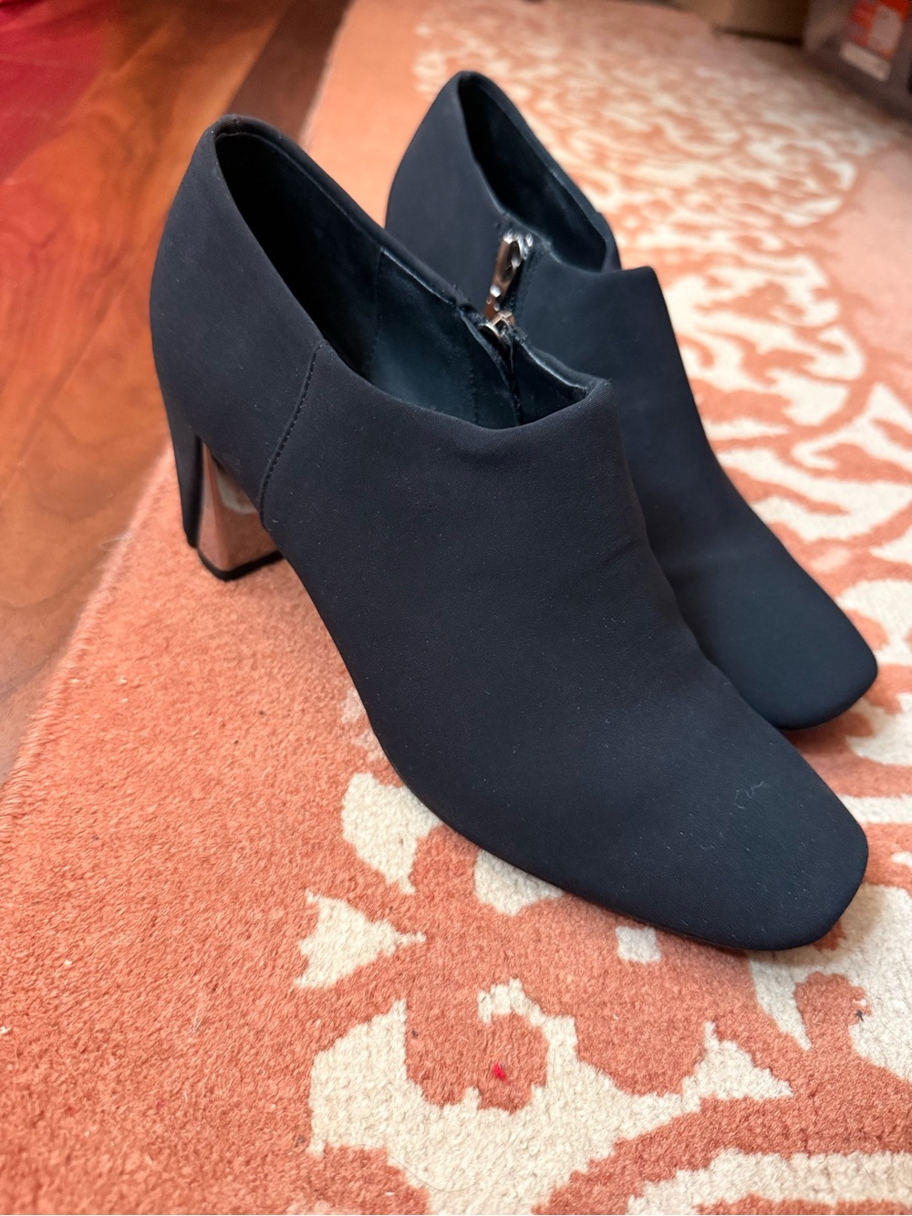 Donald J. Pliner Black Suede-Look Ankle Heeled Booties